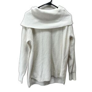 Michael Kors Cowl Neck Waffle Knit Ivory Pullover Textured Sweater Women's M